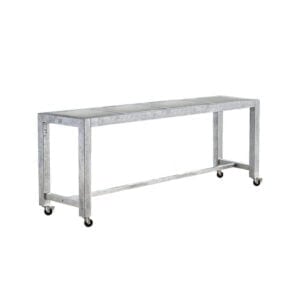 Galvaniseret barbord 66,5x236x100 cm med hjul