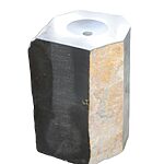 Rund vandsten basalt granit sort / gul 60 cm