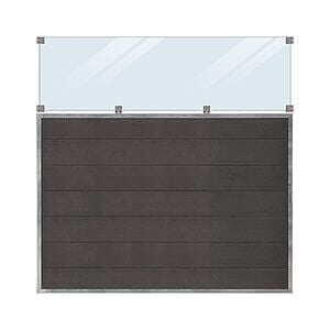 Futura Komposithegn m/glas 180x180 cm - glashøjde 53 cm Skifergrå / Hærdet 6 mm klart glas