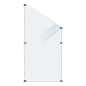 Frosted Glashegn inkl. 6 beslag 90x180/127 cm Hærdet 6 mm frosted glas