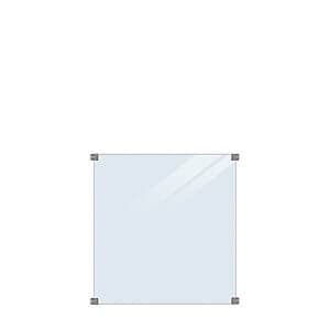 Glashegn inkl. 4 stk. beslag 90x91 cm Hærdet 6 mm klart glas