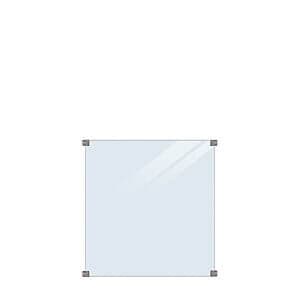 Glashegn inkl. 4 runde beslag 90x91 cm Lamineret 8 mm klart glas