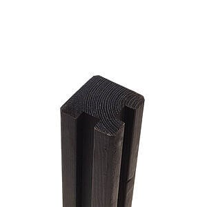 Krydsskåret profilstolpe m/2 spor hjørne - 9x9x188 cm Sort