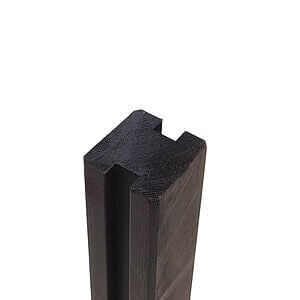 Krydsskåret profilstolpe m/2 spor - 9x9x188 cm Sort