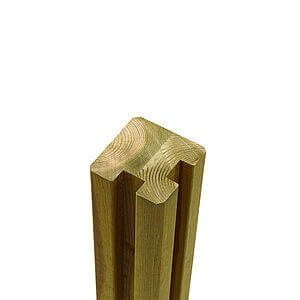 Omlimet profilstolpe m/2 spor hjørne - 9x9x188 cm Trykimprægneret
