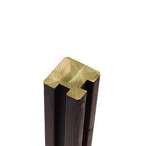 Omlimet profilstolpe m/2 spor hjørne - 9x9x188 cm Sort