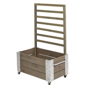 Cubic Blomsterkasse m/espalier 87x50x130 cm inkl. hjul Trykimprægneret grundmalet gråbrun