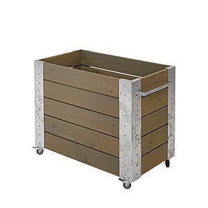 Cubic Blomsterkasse 87x50x70 cm inkl. hjul Trykimprægneret grundmalet gråbrun