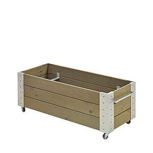 Cubic Blomsterkasse 120x50x45 cm inkl. hjul Trykimprægneret grundmalet gråbrun