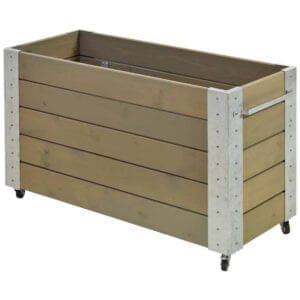 Cubic Blomsterkasse 120x50x70 cm inkl. hjul Trykimprægneret grundmalet gråbrun