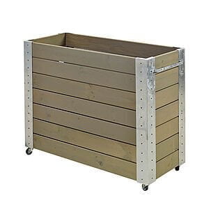 Cubic Blomsterkasse 120x50x95 cm inkl. hjul Trykimprægneret grundmalet gråbrun