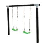 Cubic Gyngestativ inkl. 2 grønne gyngesæder - Sort