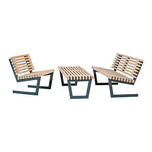 Siesta Loungesæt 1 Består af: Sofa, stol og stort bord Grundmalet drivtømmerfarve