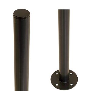 Stålstolpe rund med fod Ø42,4mm x96cm Powdercoatet 7021 Gråsort