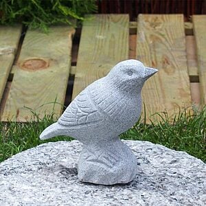 Fugl på sokkel Lysegrå 15 cm