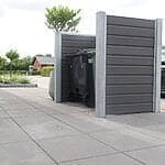 Skraldespandsskjuler komposit blokhus 2-6 spande med stålstolper
