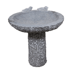 Fuglebad På Sokkel Med 2 Fugle Ø45x45 cm Grå