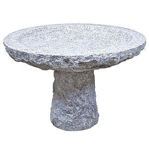 Fuglebad på sokkel indvendig poleret Ø65 cm lysegrå granit