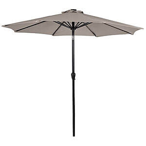 Parasol med krank, tilt og LED Ø3m Grå