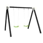 Gyngestativ Luksus 268x260x225 cm - incl. 2 grønne gynger Trykimprægneret grundmalet sort