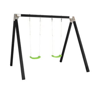 Gyngestativ Luksus 268x260x225 cm - incl. 2 grønne gynger Trykimprægneret grundmalet sort