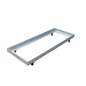 Galvaniseret ramme til fiberbeton krukke 40x100x4 cm med hjul