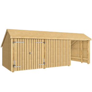Multi Havehus 15,5 m² - 3 moduler m/dobbeltdør og lukket/åben front