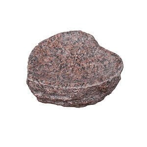 Fuglebad hjerteform, rød granit, indvendigt poleret, Ø28xH9 cm