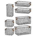 Sort stål trådkurv firkantet (sæt m 7 stk)