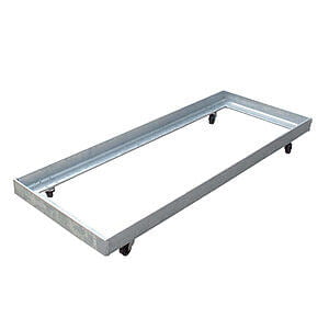 Galvaniseret ramme til fiberbeton krukke 30x80x4 cm med hjul