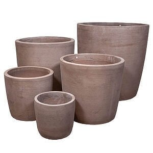 Terracotta krukker S/5 Ø52/42/34/26/19 H50/41/33/26/19