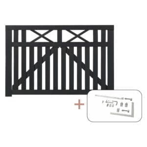 Vinesse bredlåge inkl. beslag - 150x98 cm Sort