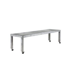 Galvaniseret havebord 281x76x74 cm med hjul