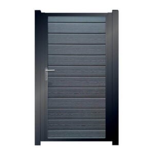 Komposit "Lige" Grå Enkeltlåge med sorte Alu stolper Åbningsbredde: 90 cm