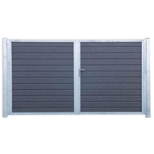 Komposit "Lige" Sort Dobbeltlåge med stålstolper Åbningsbredde: 180 cm