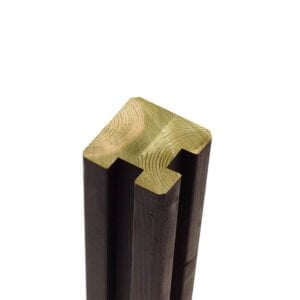 Oml. Profilstolpe Hjørne 2 spor 9x9x268 cm Trykimprægneret grundmalet sort