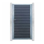 Komposit XL Klink Sort Enkeltlåge med betonstolper Åbningsbredde: 120 cm