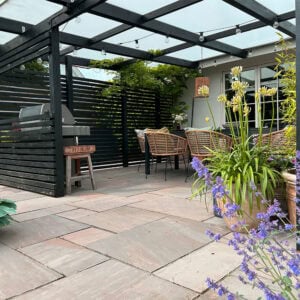 Sandsten 2,5 cm "Mahogni" Mix læggemønster