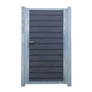 Komposit "Mini klink" Grå Enkeltlåge med stålstolper Åbningsbredde: 90 cm