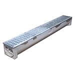 Aquadræn 1,0 m galvaniseret støbejernsrist 10 cm høj - 13 cm bred udvendig mål