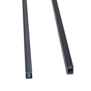 Top- og bundskinne til 4,3 cm brædder og 8,5 cm alustolper Sort