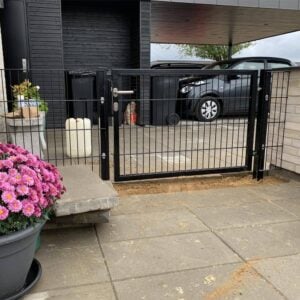 2D Panelhegns låge Sort komplet Åbningsbredde 1,20 m