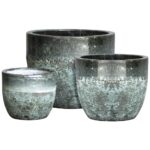 Keramik krukkesæt "Bella" Ø39/30/21x31/24/18 cm Grøn