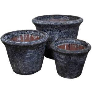 Keramik krukkesæt "Etna" Ø62/48/39x50/40/33 cm Black Lava