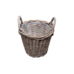 Plantekurv i Grå rattan Ø24x24 cm med hank