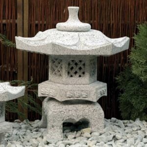 Rokkaku Yukimi lanterne granit, lysegrå H65 cm