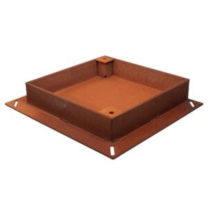 Corten T1-70G firkantet brønddæksel til 7-8 cm tykke fliser 41 x 41 cm