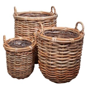 Rund plantekurve sæt i rattan Ø46/36/29x53/43/33 cm Natur