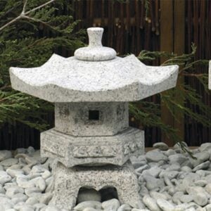 Rokkaku Yukimi lanterne, lysegrå H35 cm