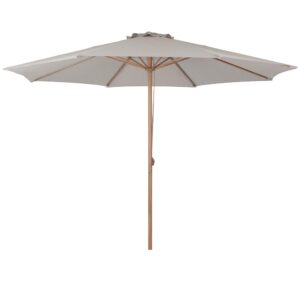 Parasol Teak farve Ø3,5 m med snorretræk